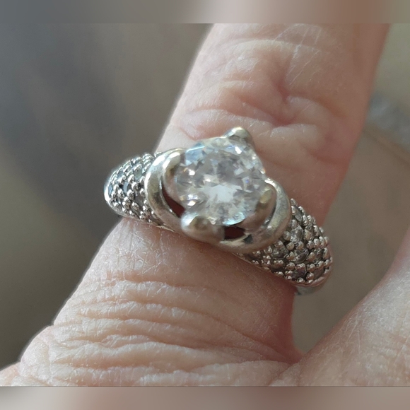 vintage wedding ring Jewelry - STERLING SILVER, 925 SIMULATED, DIAMOND CZ ENGAGEMENT RING 4.47 GRAMS SIZE 5